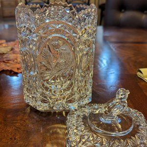 Vintage Hofbauer Crystal Biscuit Barrell with Lid